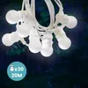 Image de Kit Guirlande Guinguette IP65 Guirlande Lumineuse 20M Blanche Câble Blanc