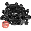 Image de Guirlande Guinguette Noire IP65 Guirlande Lumineuse 10M 20 Douilles pour Ampoules E27