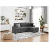 Image de Canapé dangle 3 places MARIA Réversible et convertible avec Coffre en tissu - Gris foncé - L227 x P146 x H81cm - LOUNGITUDE