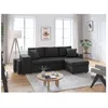 Image de Canapé dangle 3 places réversible OSLO avec coffre et poufs gauche en tissu - Gris foncé - L241 x P146 x H81cm - LOUNGITUDE