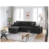 Image de Canapé dangle 3 places réversible OSLO avec coffre et poufs droit en tissu - Gris foncé - L241 x P146 x H81cm - LOUNGITUDE