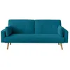 Image de Canapé droit scandinave ELGA convertible 3 places en tissu - Bleu - L205 x 87 x 85cm - LOUNGITUDE