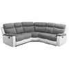 Image de Canapé de relaxation électrique panoramique OSCAR 6 places en microfibre et simili - Gris / Blanc - L238 x P238 x H99cm - LOUNGITUDE