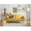 Image de Canapé droit scandinave ELGA convertible 3 places en tissu - Jaune - L205 x 87 x 85cm - LOUNGITUDE