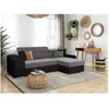 Image de Canapé dangle ELONA convertible bi-matière Gris et Noir avec poufs de rangement à gauche - L264 x P162 x H75cm - LOUNGITUDE
