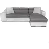 Image de Canapé dangle ELONA convertible bi-matière Blanc et Gris avec poufs de rangement à gauche - L264 x P162 x H75cm - LOUNGITUDE