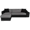 Image de Canapé dangle ELONA convertible bi-matière Gris et Noir avec poufs de rangement à droite - L264 x P162 x H75cm - LOUNGITUDE
