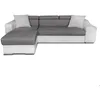 Image de Canapé dangle ELONA convertible bi-matière Blanc et Gris avec poufs de rangement à droite - L264 x P162 x H75cm - LOUNGITUDE