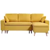 Image de Canapé dangle MARIA SCANDINAVE Réversible et convertible Avec Coffre en Tissu - Jaune ocre - L227 x 148 x 95cm - LOUNGITUDE
