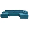 Image de Canapé dangle Panoramique 6 places PAOLA convertible en Tissu Avec Coffres - Bleu - L322 x P196 x H76cm - LOUNGITUDE