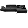 Image de Canapé dangle droit 5 places RIO convertible avec coffre en tissu et simili - Gris/Noir - L271 x P192 x H70cm - LOUNGITUDE