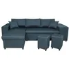 Image de Canapé dangle réversible MADY avec coffre accoudoir étagère et poufs droit en tissu - Bleu - L254 x P146 x H81cm - LOUNGITUDE