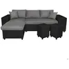 Image de Canapé dangle réversible MADY bimatière gris/noir avec coffre accoudoir étagère et poufs droit - L254 x P146 x H81cm - LOUNGITUDE