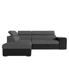 Image de Canapé dangle gauche 3 places SOAN convertible en simili et tissu - Gris / Noir - L262 x P220 x H76cm - LOUNGITUDE