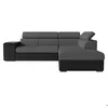 Image de Canapé dangle droit 3 places SOAN convertible en simili et tissu - Gris / Noir - L262 x P220 x H76cm - LOUNGITUDE