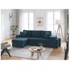 Image de Canapé dangle 3 places réversible OSLO avec coffre et poufs droit en tissu - Bleu - L241 x P146 x H81cm - LOUNGITUDE