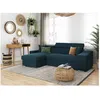 Image de Canapé dangle ELONA convertible en tissu bleu pétrole avec poufs de rangement à droite - L264 x P162 x H75cm - LOUNGITUDE