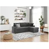 Image de Canapé dangle 3 places MARIA réversible et convertible avec coffre en velours - Gris foncé - L227 x P146 x H81cm - LOUNGITUDE