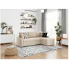 Image de Canapé dangle 3 places MARIA réversible et convertible avec coffre en velours - Beige - L227 x P146 x H81cm - LOUNGITUDE