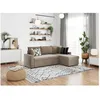 Image de Canapé dangle 3 places MARIA réversible et convertible avec coffre en velours - Grège - L227 x P146 x H81cm - LOUNGITUDE