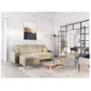 Image de Canapé dangle MARIA SCANDINAVE réversible et convertible avec coffre en velours - Beige - L227 x 148 x 95cm - LOUNGITUDE