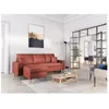 Image de Canapé dangle MARIA SCANDINAVE réversible et convertible avec coffre en velours - Rouge brique - L227 x 148 x 95cm - LOUNGITUDE