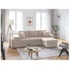 Image de Canapé dangle 3 places réversible OSLO avec coffre et poufs gauche en tissu - Beige - L241 x P146 x H81cm - LOUNGITUDE