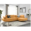 Image de Canapé dangle droit 5 places RIO convertible avec coffre en tissu - Jaune ocre - L271 x P192 x H70cm - LOUNGITUDE