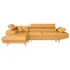 Image de Canapé dangle gauche 5 places RIO convertible avec coffre en tissu - Jaune ocre - L271 x P192 x H70cm - LOUNGITUDE