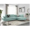 Image de Canapé dangle droit 5 places RIO convertible avec coffre en tissu - Bleu clair - L271 x P192 x H70cm - LOUNGITUDE