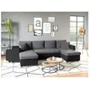 Image de Canapé panoramique OSLO convertible avec coffres poufs à droite - Simili/Microfibre - Noir/Gris - L311 x P146 x H81cm - LOUNGITUDE