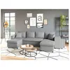 Image de Canapé dangle panoramique OSLO convertible avec coffres et poufs à droite - Tissu - Gris clair - L311 x P146 x H81cm - LOUNGITUDE