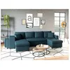 Image de Canapé dangle panoramique OSLO convertible avec coffres et poufs à gauche - Tissu - Bleu pétrole - L311 x P146 x H81cm - LOUNGITUDE