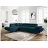 Image de Canapé dangle gauche convertible RIO Scandinave avec coffre en tissu - Bleu Pieds bois - L271 x P192 x H70cm - LOUNGITUDE