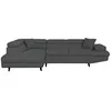 Image de Canapé dangle gauche convertible RIO Scandinave avec coffre en tissu - Gris foncé Pieds noir - L271 x P192 x H70cm - LOUNGITUDE
