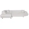 Image de Canapé dangle gauche convertible RIO Scandinave avec coffre en tissu bouclette- Blanc Pied bois - L271 x P192 x H70cm - LOUNGITUDE