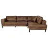 Image de Canapé dangle droit INDIA 4 places convertible 2 coffres en tissu marron industriel - Marron - L304 x 212 x 86cm - LOUNGITUDE