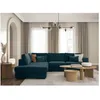 Image de Canapé dangle gauche XXL 6 places BELAMI en tissu - Bleu pétrole - L303 x 228 x 86cm - LOUNGITUDE