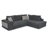 Image de Canapé dangle gauche TAMIA convertible avec coffre et 2 poufs en tissu - Gris/gris foncé - L288 x P224 x H87cm - LOUNGITUDE