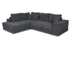 Image de Canapé dangle gauche TAMIA convertible avec coffre et 2 poufs en tissu - Gris foncé - L288 x P224 x H87cm - LOUNGITUDE