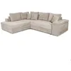 Image de Canapé dangle gauche TAMIA convertible avec coffre et 2 poufs en tissu - Beige - L288 x P224 x H87cm - LOUNGITUDE