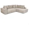 Image de Canapé dangle droit TAMIA convertible avec coffre et 2 poufs en tissu - Beige - L288 x P224 x H87cm - LOUNGITUDE