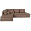 Image de Canapé dangle SEBASTIAN Réversible et convertible avec coffre en tissu - Marron - L267 x P200 x H90cm - LOUNGITUDE