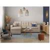 Image de Canapé dangle 3 places convertible réversible MARIUS en tissu - Beige - L220 x P146 x H84cm - LOUNGITUDE