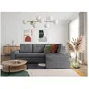 Image de Canapé dangle droit 3 places convertible ADEN avec coffre en tissu - Gris - L246 x P174 x H96cm - LOUNGITUDE