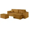 Image de PACK - CLARISSE - Canapé dangle convertible réversible avec pouf en velours côtelé - Jaune - L269 x P159 x H89cm - LOUNGITUDE