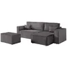 Image de PACK - CLARISSE - Canapé dangle convertible réversible avec pouf en velours côtelé - Gris foncé - L269 x P159 x H89cm - LOUNGITUDE