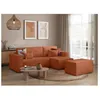 Image de PACK - CLARISSE - Canapé dangle convertible réversible avec pouf en velours côtelé - Terracotta - L269 x P159 x H89cm - LOUNGITUDE