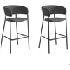 Image de Lot de 2 tabourets de bar BOLD en velours côtelé avec pieds noirs - Gris foncé