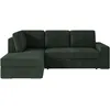 Image de Canapé dangle gauche 3 places convertible ADEN avec coffre en velours côtelé - Vert foncé - L246 x P174 x H96cm - LOUNGITUDE